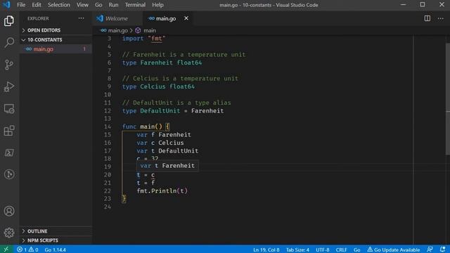 #10 - Constants & Type Defintions in Golang (Tamil) смотреть онлайн