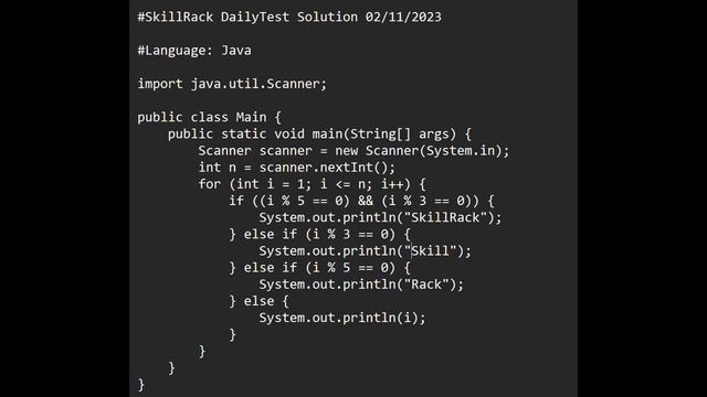 SKILLRACK DailyTest Solution 02/11/2023 | Python | Java | C смотреть онлайн