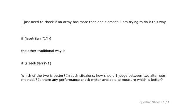 PHP : Which is a better way to check if an array has more than one element? смотреть онлайн