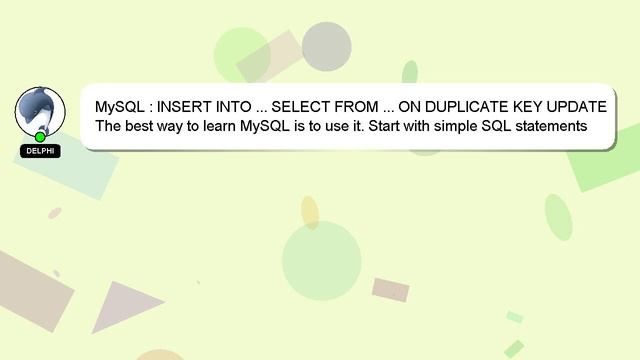MySQL : INSERT INTO ... SELECT FROM ... ON DUPLICATE KEY UPDATE смотреть онлайн