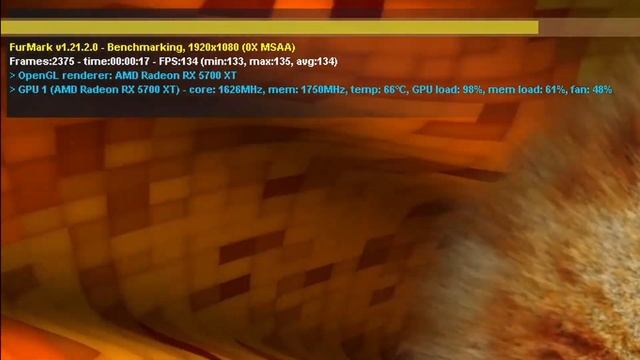 Sapphire RX5700XT Furmark Test Temperature And Score