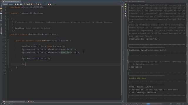 Java Ejercicio: 404 Generación de Valores Numéricos Aleatorios con la Clase Random смотреть онлайн
