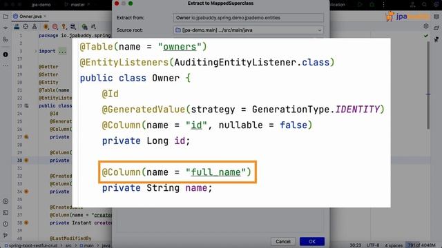 How to extract attributes and methods to MappedSuperclass | JPA Buddy смотреть онлайн