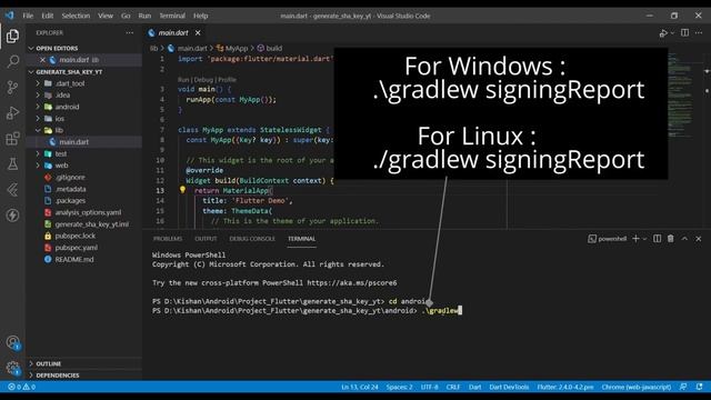 Generate SHA Key in VS Code - Flutter смотреть онлайн