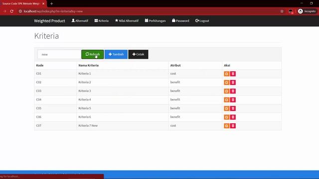 Source Code SPK Metode Weighted Product PHP смотреть онлайн