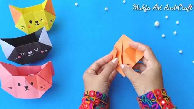 How to make Origami Paper Box //Easy Origami Paper Cat Box Tutorial смотреть онлайн