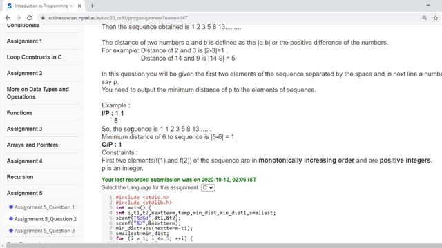 Assignment 5 | Introduction to Programming in C Week 5 Solutions | NPTEL SWAYAM смотреть онлайн