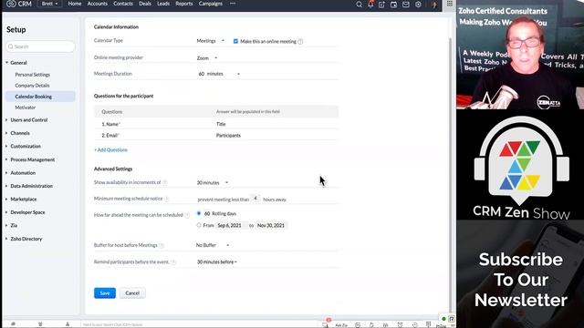 Zoho CRM How To Setup A Calendar Booking Tutorial смотреть онлайн