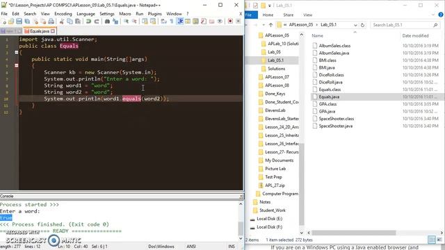 The .equals() Method Java смотреть онлайн