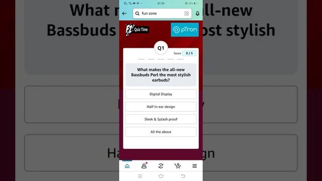 Amazon PTRON BassBuds PERL Quiz | 29th Nov 2022 смотреть онлайн