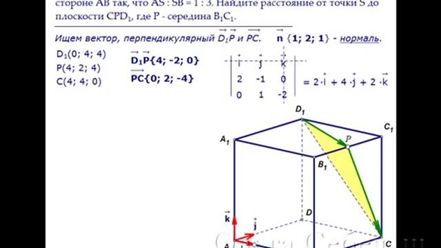 ЕГЭ по математике. Расстояние от точки до плоскости в кубе. Координатный способ смотреть онлайн