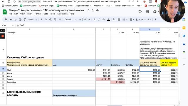 Как рассчитать CAC, используя когортный анализ?
