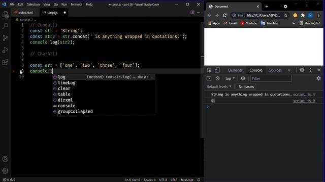 26. String Methods - concat, indexof, charAt | JavaScript Full Complete Course In Bangla смотреть онлайн