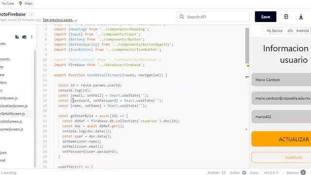 Parte 2 Implementación de Firebase en Expo Dev CRUD смотреть онлайн