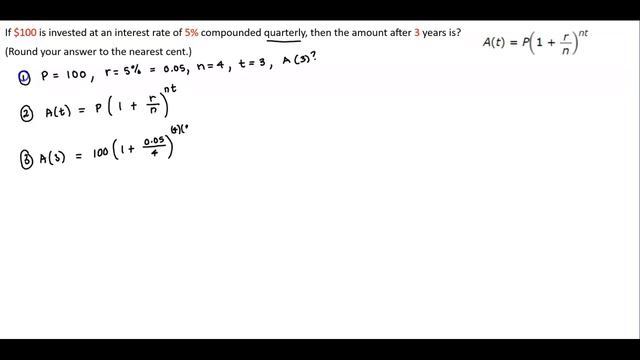 Math 10 HW 6.1 $100 invested at an interest rate of 5% compounded quarterly, after 3 years amount i смотреть онлайн