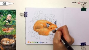 Как нарисовать лису на полянке? / Урок по рисованию маркерами для новичков #18