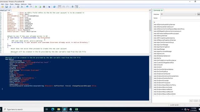 Bulk users creation powershell script for active directory