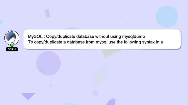 MySQL : Copy/duplicate database without using mysqldump смотреть онлайн