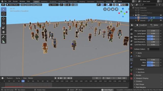 How to create a bustling crowd simulation in Blender 2.8 смотреть онлайн