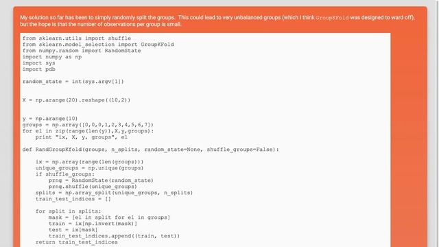 How to obtain reproducible but distinct instances of GroupKFold смотреть онлайн