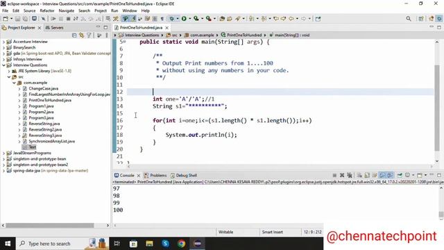 Java Interview Question: Print 1 to 100 Without Using Numbers смотреть онлайн
