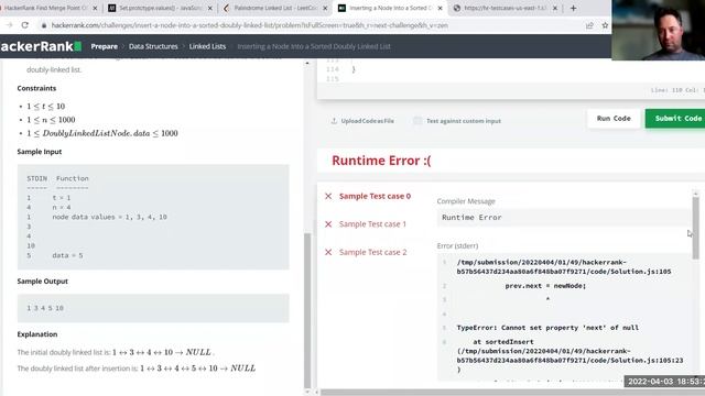 Inserting A Node Into A Sorted Doubly Linked List - Hackerrank - Javascript - Time: O(n) Space: O(1 смотреть онлайн