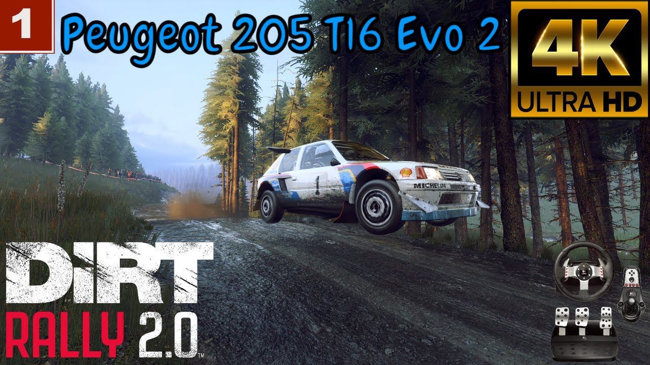 4К DiRT Rally 2.0 gameplay Peugeot 205 T16 Evo2 Logitech g27 смотреть онлайн