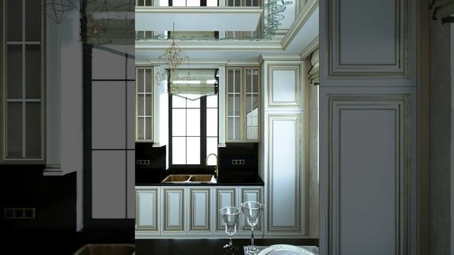 Animation and kitchen design. Classic style . Анимация дизайна кухни в классическом стиле. смотреть онлайн