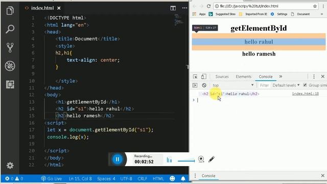 getElementById IN JAVSCRIPT | JAVASCRIPT TUTORIALS IN HINDI смотреть онлайн