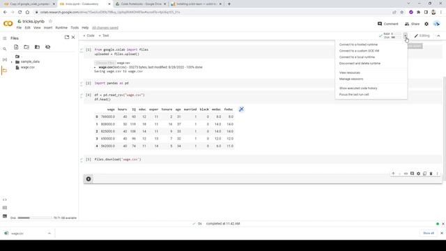 3. Google Colab: Tricks!!!