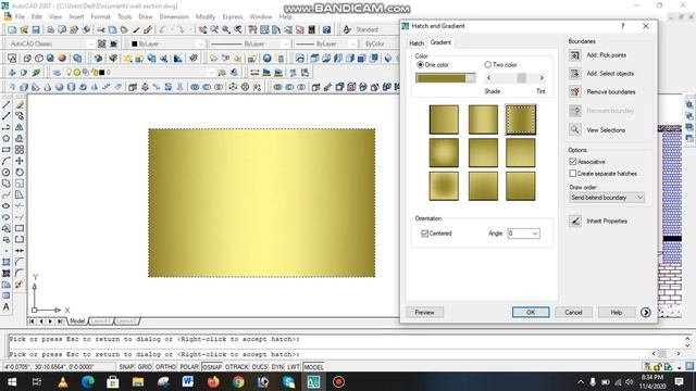 How to use Hatch, Gradient, Copy, Mirror, tools in Auto Cad(2007) смотреть онлайн