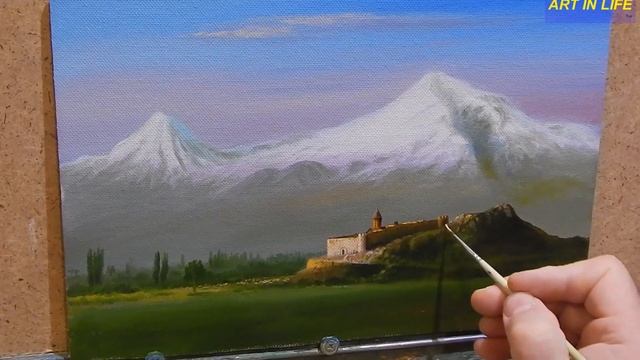 горы "АРАРАТ" и "ХОР ВИРАП" Картина от Бадалян. mountains "ARARAT" and "KHOR VIRAP" смотреть онлайн