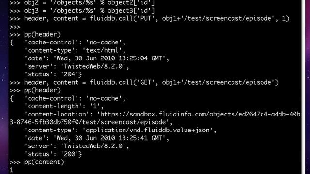 Using FluidDB's RESTful API with fluiddb.py (Part 3) смотреть онлайн