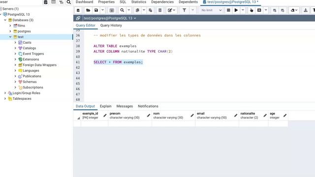 SQL ET POSTGRE 3.11 : Modification du type de données dans colonne смотреть онлайн
