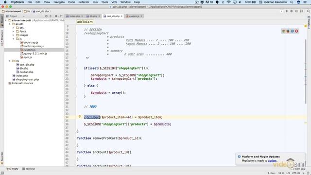 PHP ile Alışveriş Sepeti Yapımı - Ders 8 | SESSION İşlemi смотреть онлайн