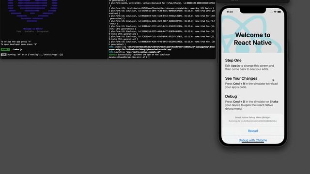 Running React Native and iOS with Debugging in Chrome смотреть онлайн