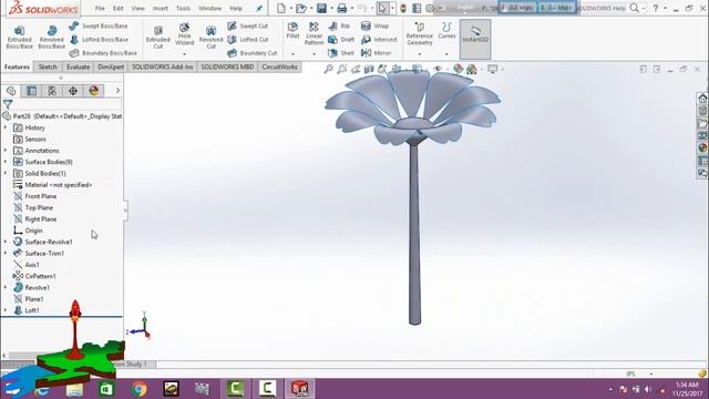 How to make flower in solidworks 2016. смотреть онлайн