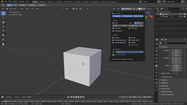 Blender 2.8 View Face Orientation (Normals) смотреть онлайн