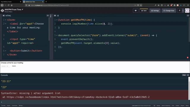Get AM or PM From 'time input' смотреть онлайн