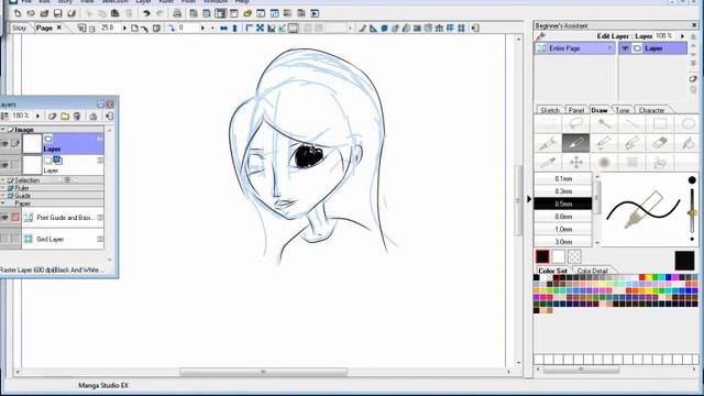 Drawing a sketch: Manga Studio + Wacom tablet смотреть онлайн