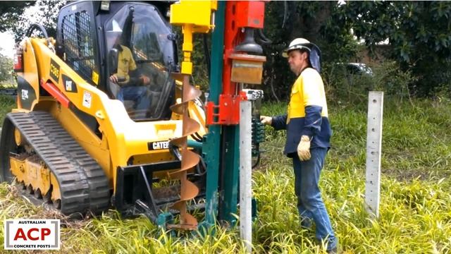 Various post drivers installing concrete fence posts with standard or percussion drivers. смотреть онлайн