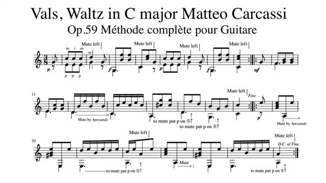 Matteo Carcassi Waltz in C Major Op.59 Méthode complète pour Guitare played by Kiankou смотреть онлайн