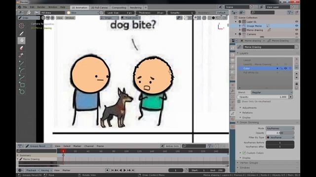 Blender 2.8 - Start using grease pencil drawing memes! (Intro lv) смотреть онлайн
