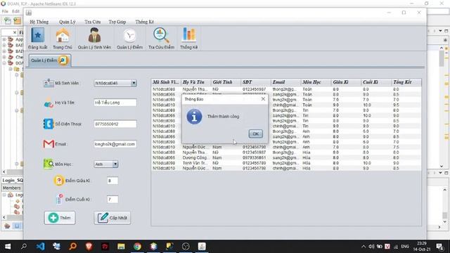 Ứng Dụng Quản Lý Điểm Sinh Viên _ Lập Trình Socket JAVA смотреть онлайн
