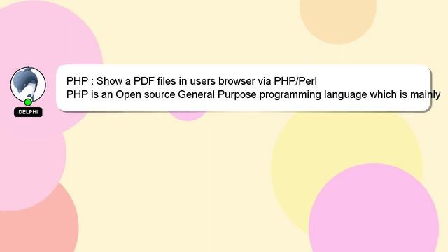 PHP : Show a PDF files in users browser via PHP/Perl смотреть онлайн