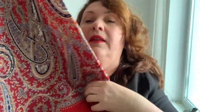 Хобби для женщин сегодня. Павловопасадский платок «Морская Царевна» в красном цвете ? смотреть онлайн