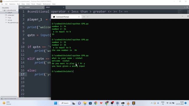 Python Basic Series in Hindi | Ep8 Continue| If , Else Statement using Game Concept смотреть онлайн