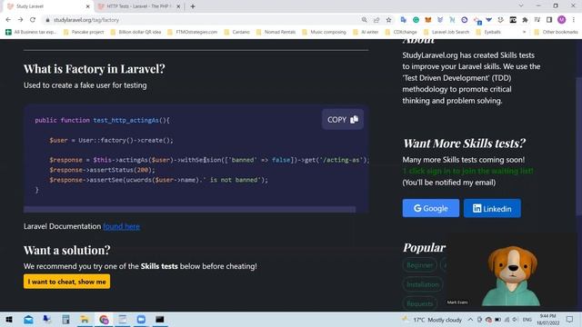 How to pass a Laravel test with Factory? смотреть онлайн