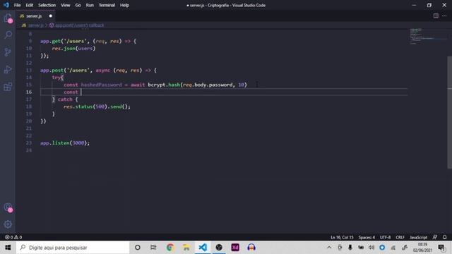 Criptografia de senhas com NodeJS, Express e Bcrypt //Prof. Gabriel смотреть онлайн