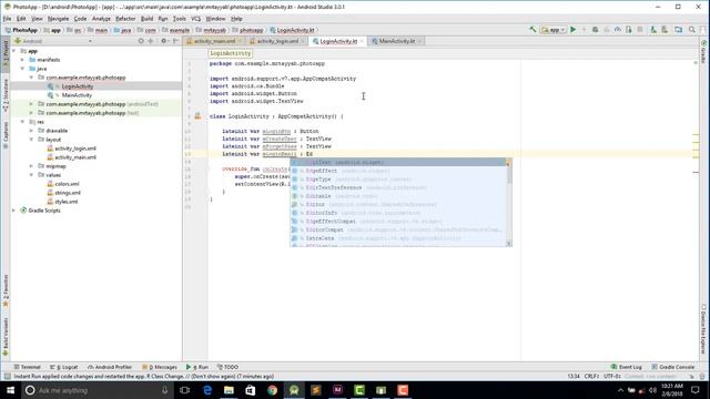Android PhotoApp with Kotlin Design Activity Login Register part #1 смотреть онлайн